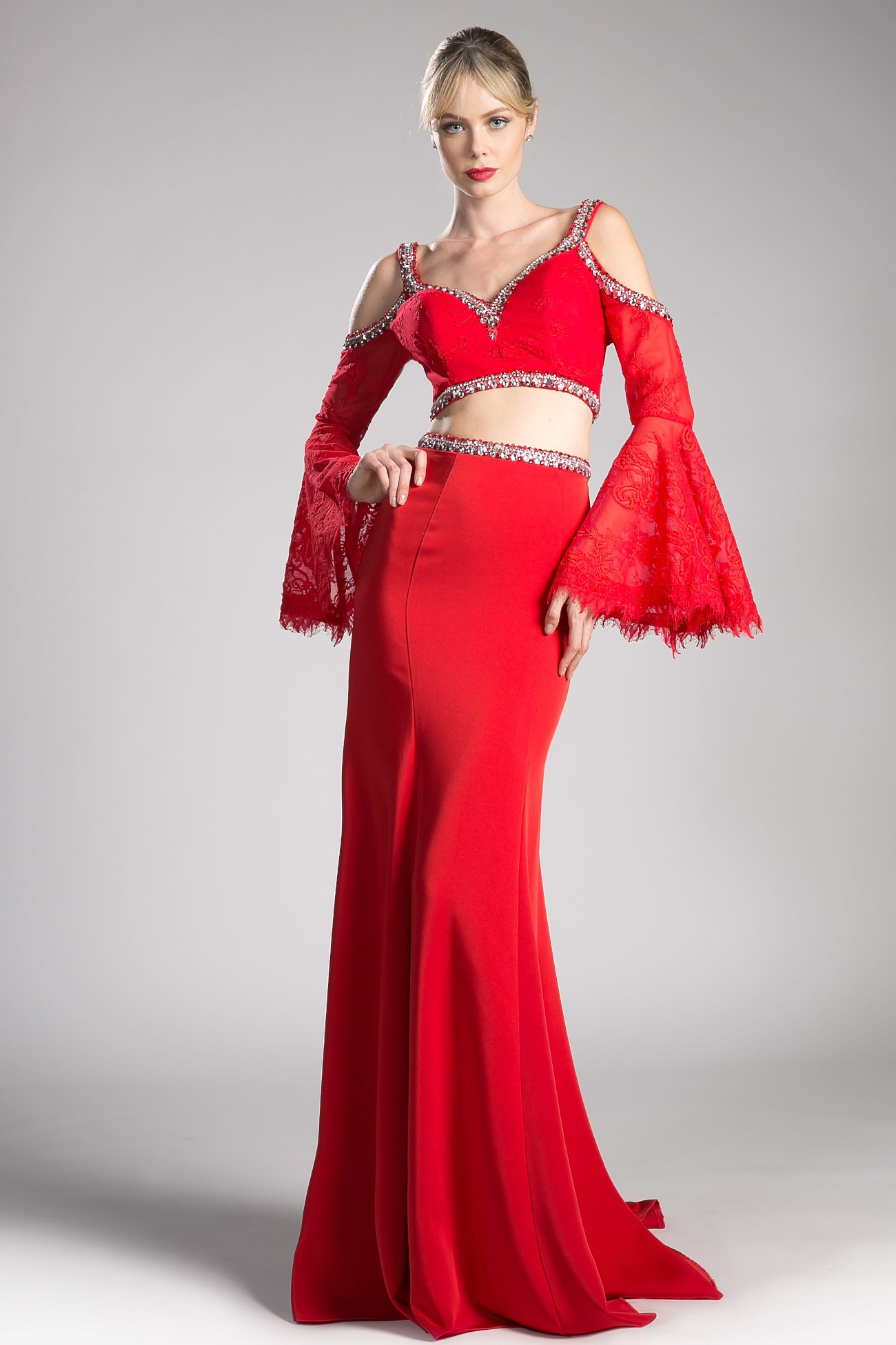 Long Dress with a V-neckline and sparkling Details-1