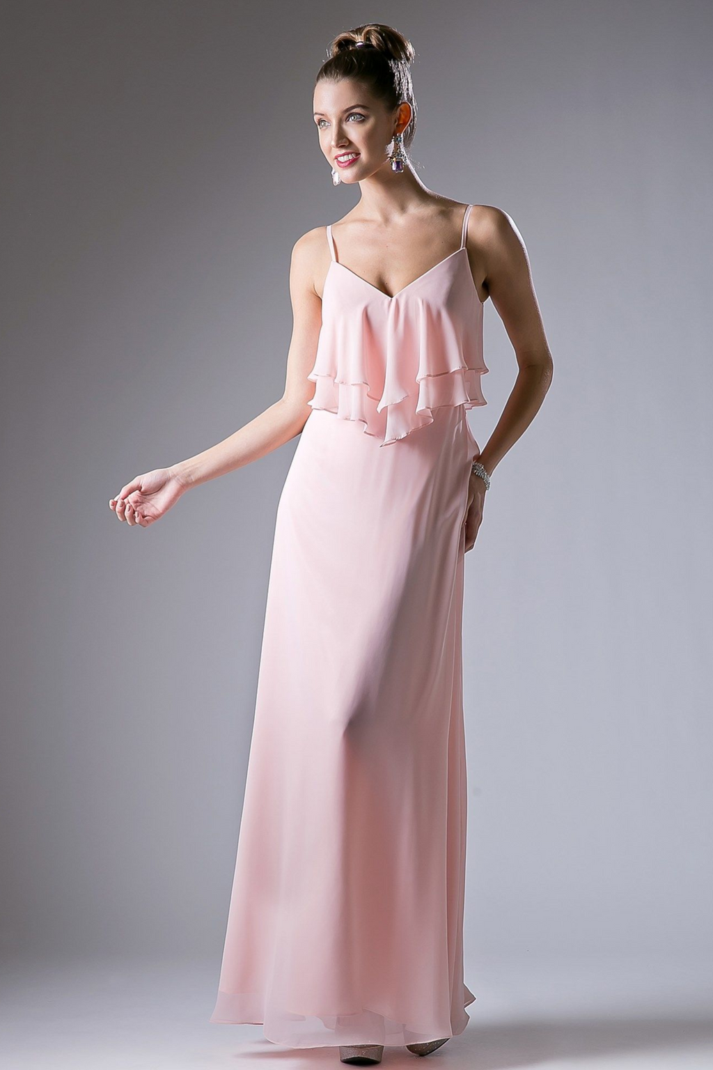 Chiffon Sheath Dress with a V Neckline-6
