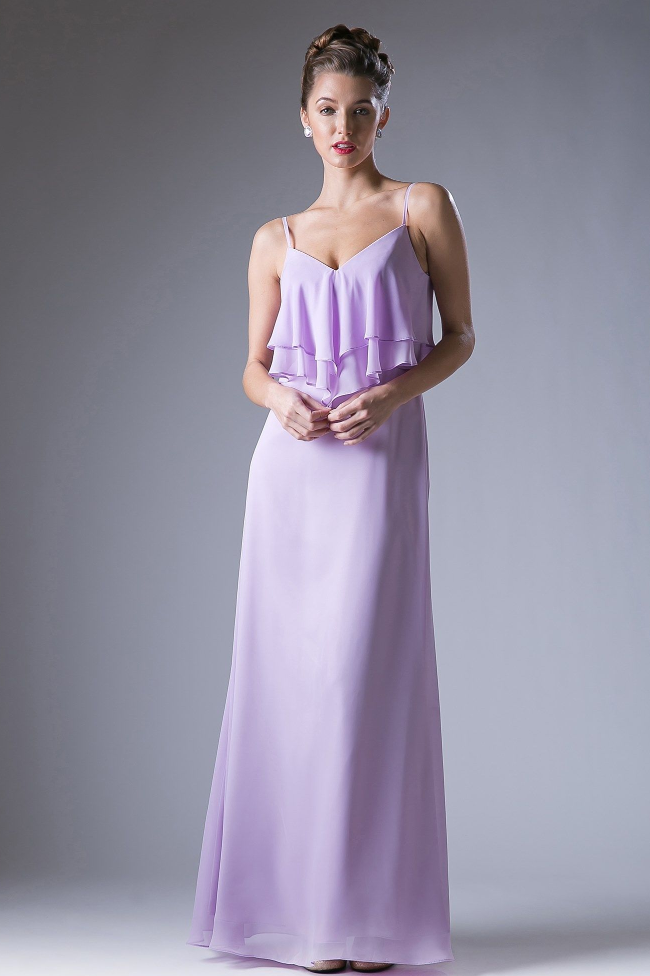 Chiffon Sheath Dress with a V Neckline-3