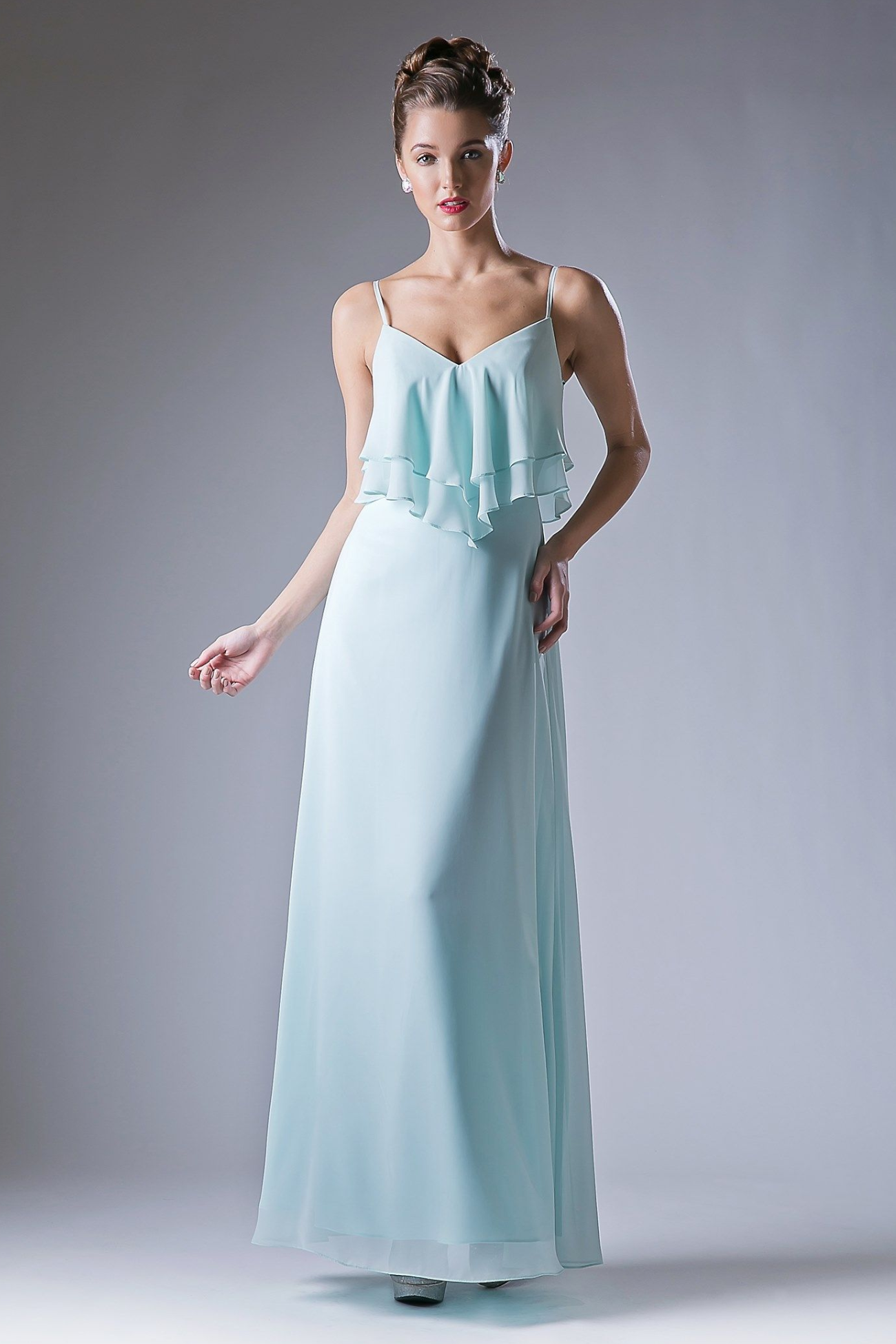 Chiffon Sheath Dress with a V Neckline-2