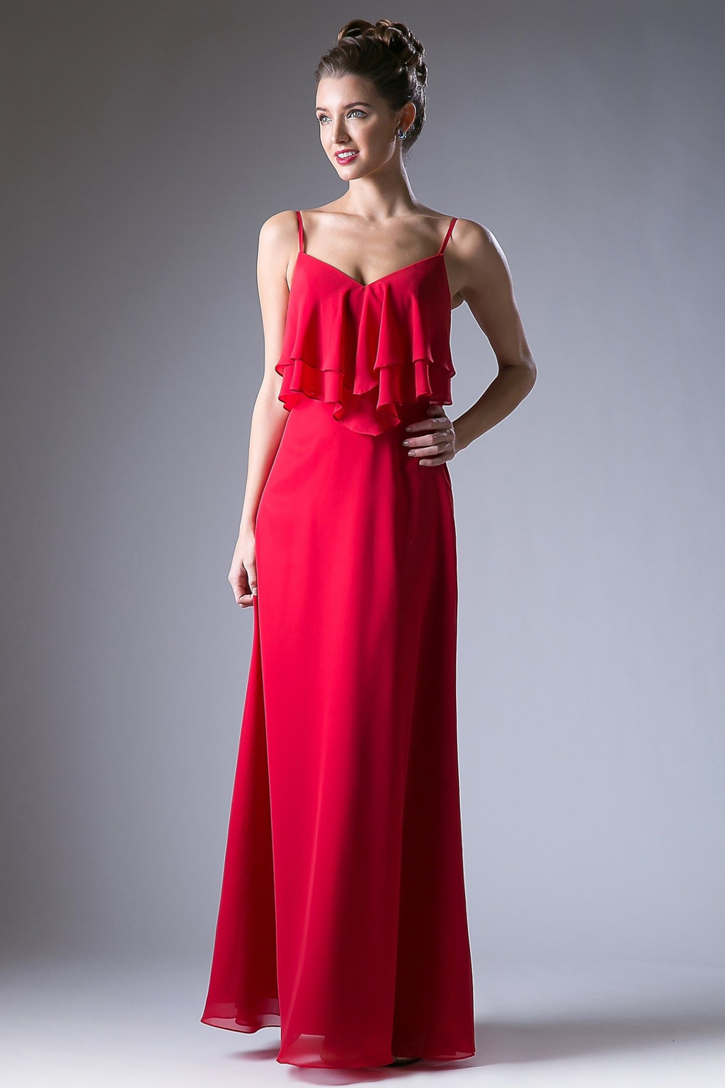 Chiffon Sheath Dress with a V Neckline-1