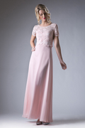 Long  Chiffon Dress with Short Sleeves-3