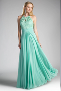 A-Line Chiffon Dress with Lace Keyhole Halter-2