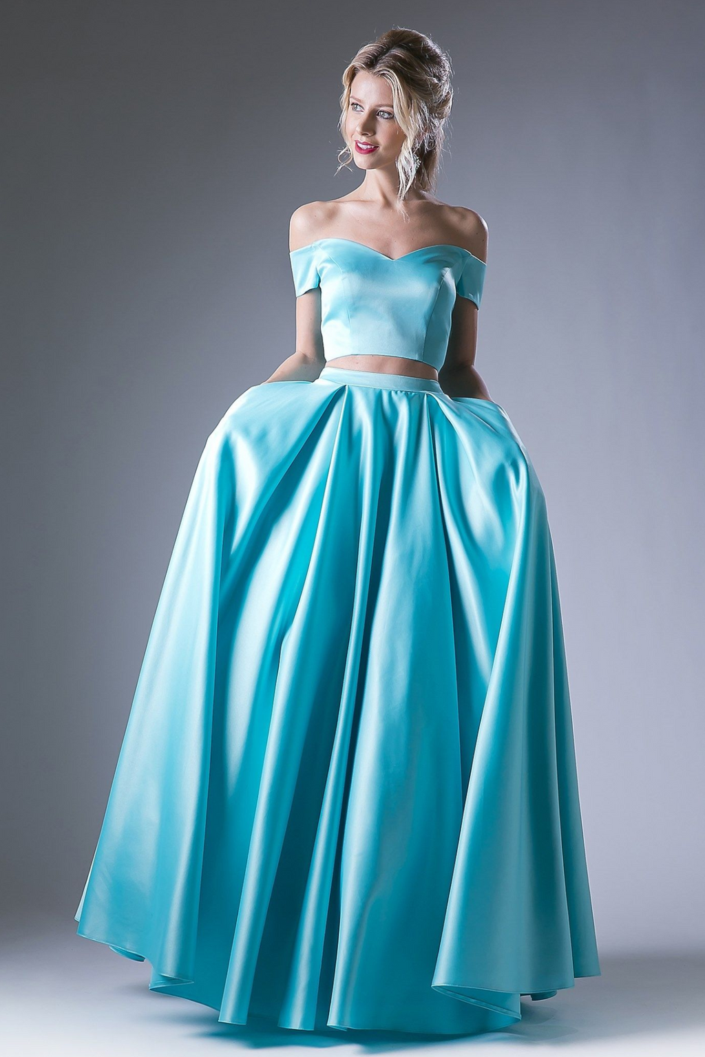 Off Shoulder Gown with a Ball Gown Skirt-1