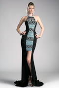 Sleeveless Halter Neckline Dress-0