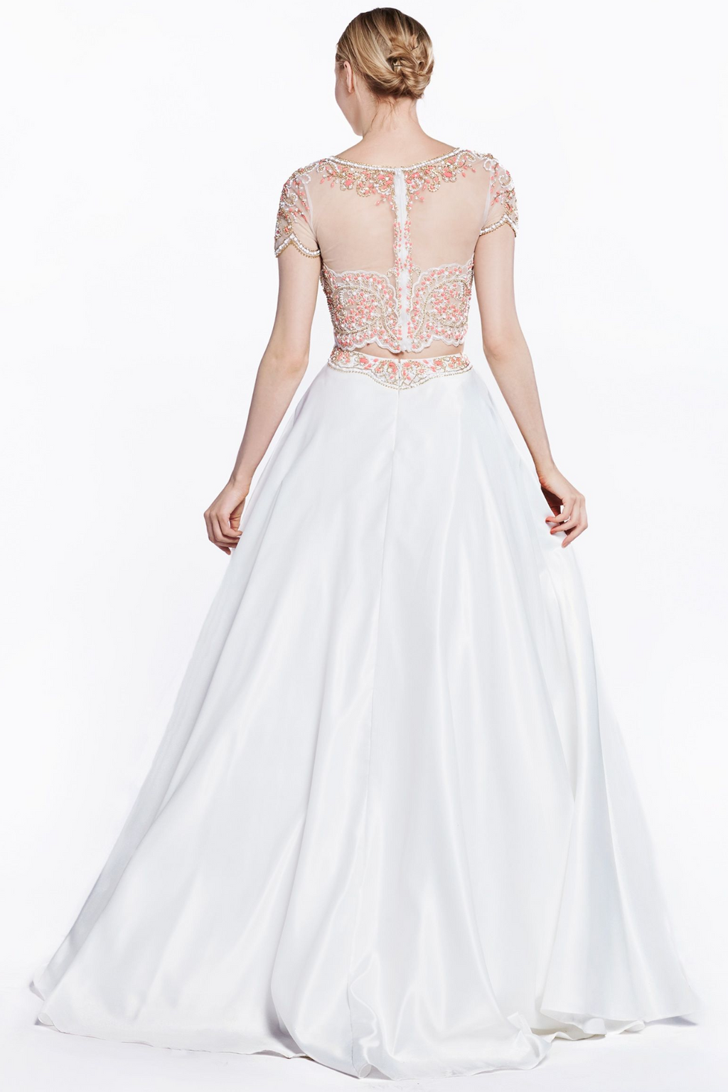 Beaded 2 Piece Satin Ball Gown-0