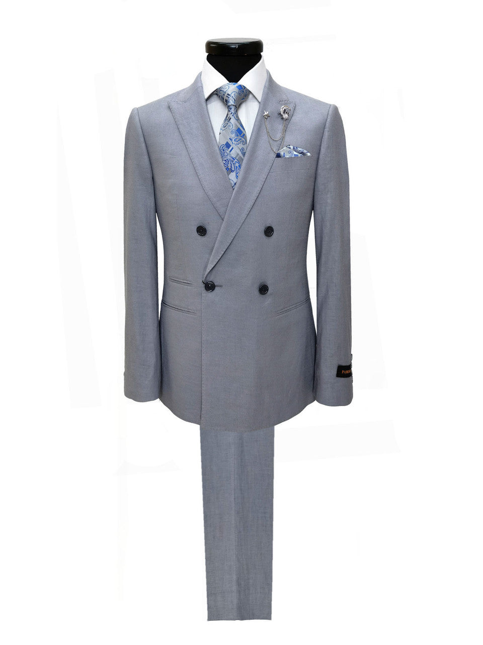 Grey Double Breasted Linen Suit-0