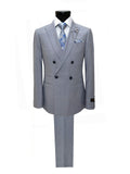 Grey Double Breasted Linen Suit-0