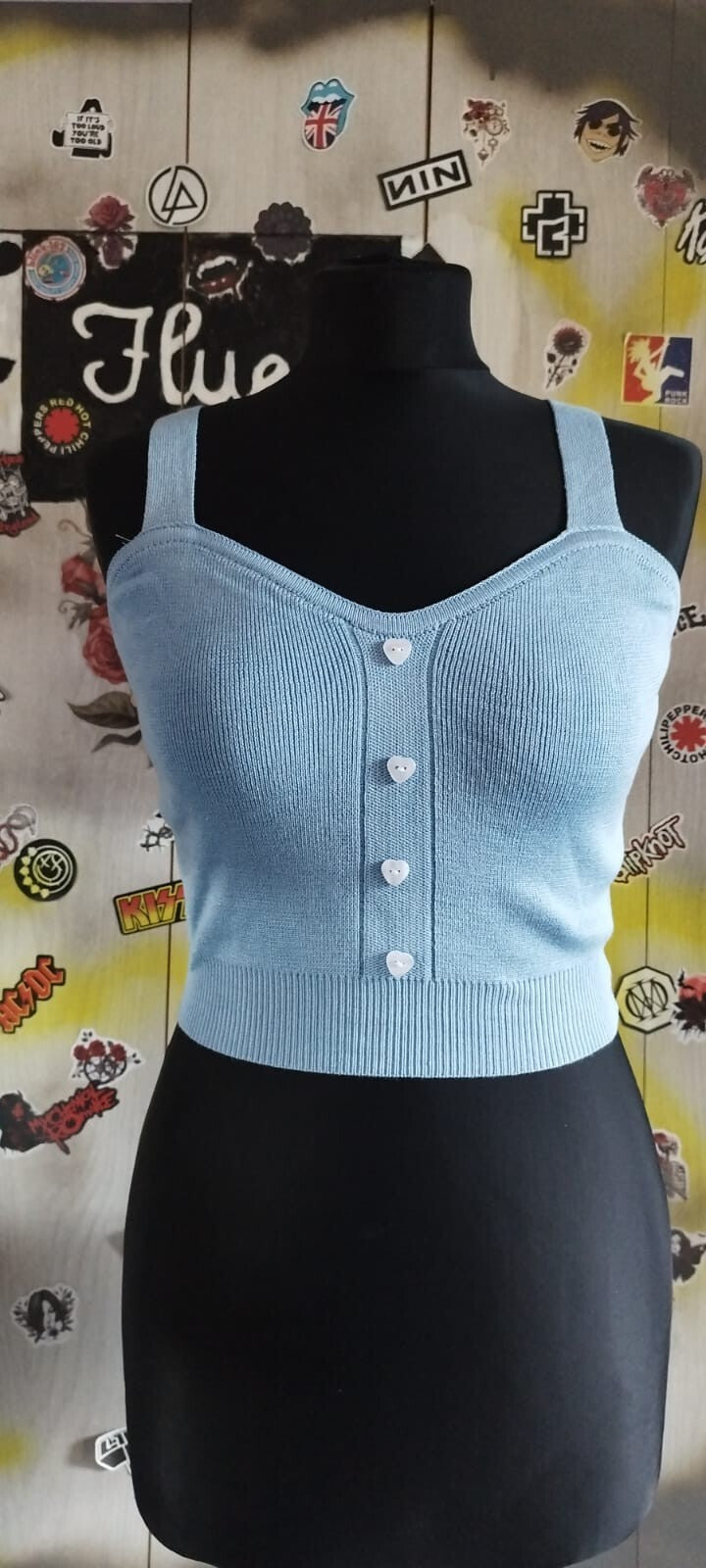 Tank Top With Love Heart Buttons-0