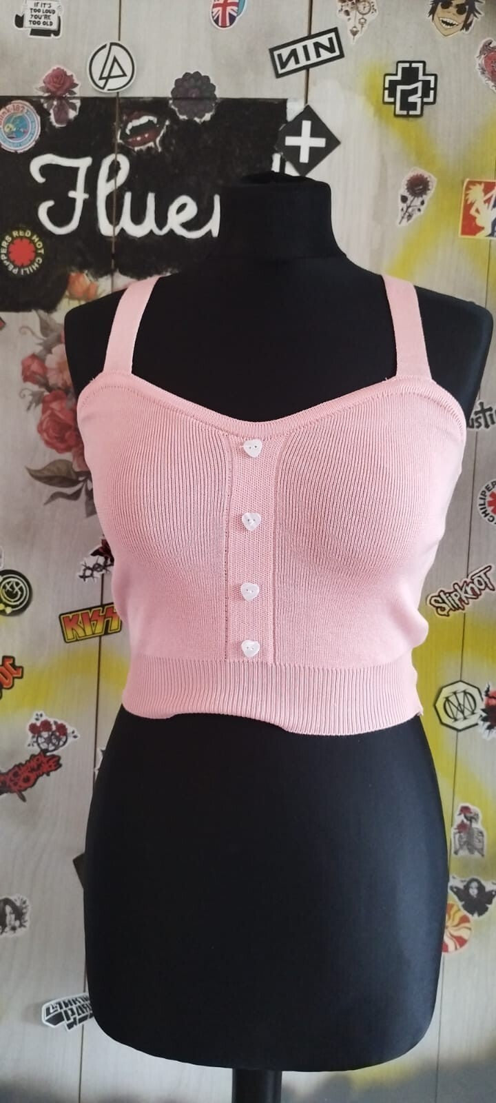 Tank Top With Love Heart Buttons-0