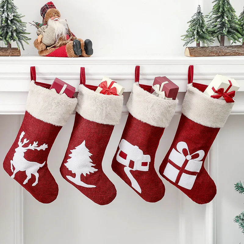 Christmas Stockings Reindeer Tree Holiday Decor Set (12 PCS)