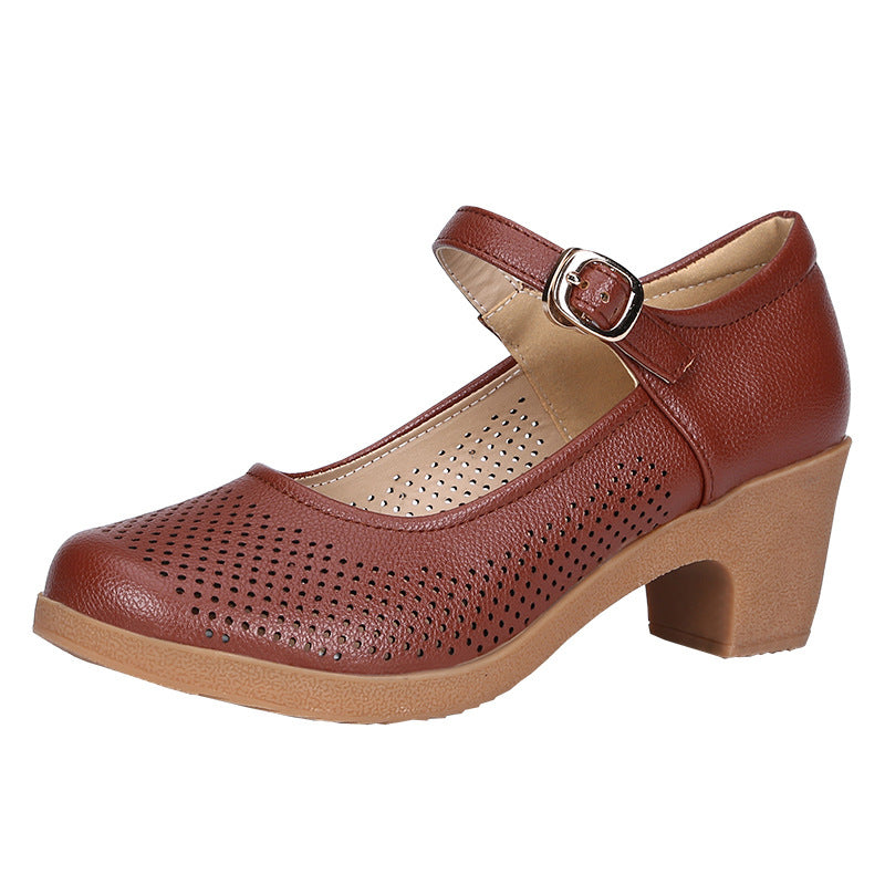 Coarse heeled women's shoes work shoes commuting hollow sandals