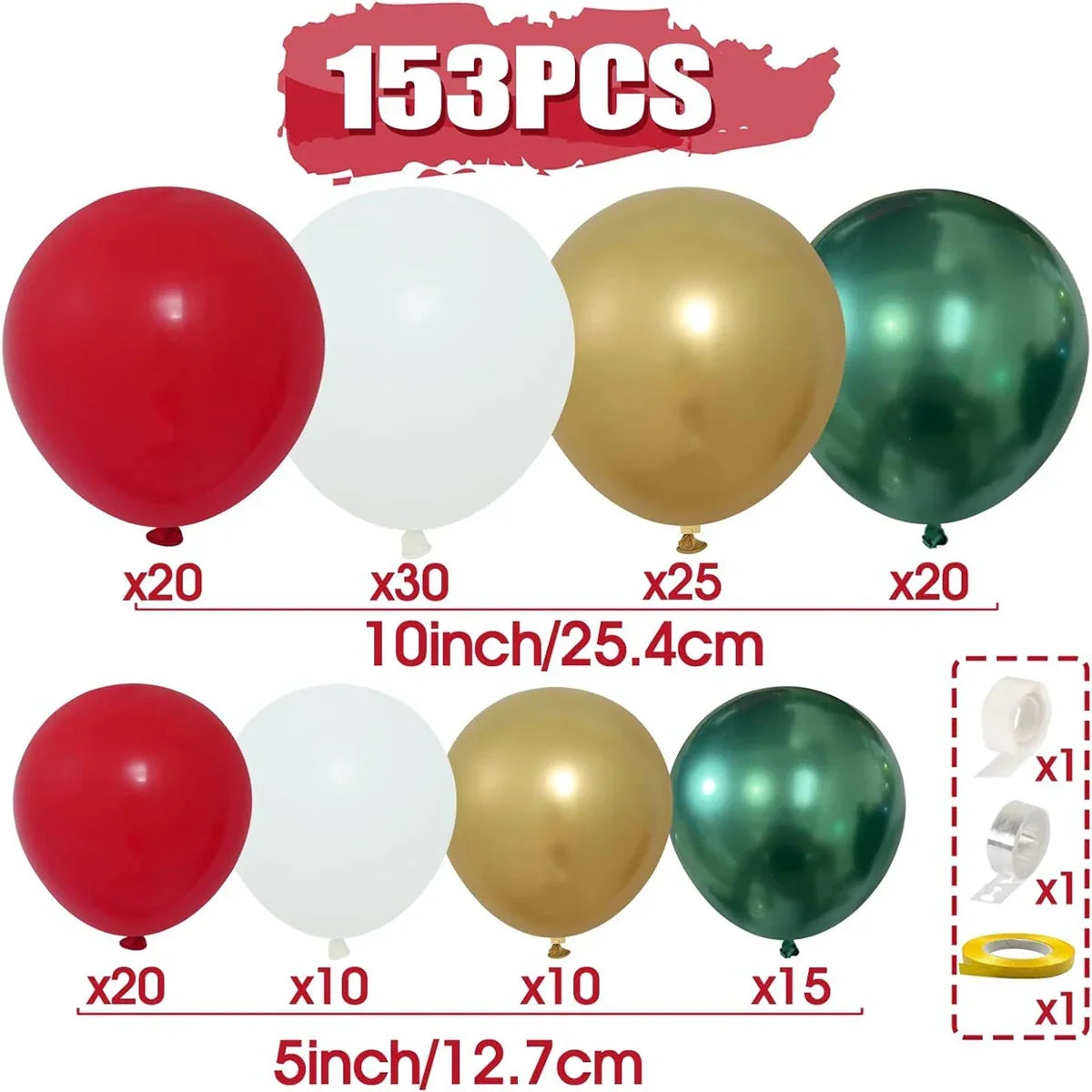 Christmas Balloon Garland Arch Kit (153 Pcs)
