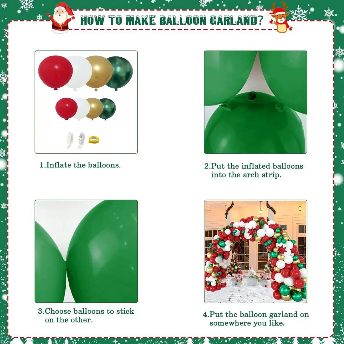 Christmas Balloon Garland Arch Kit (153 Pcs)