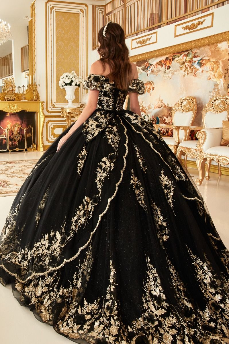 Floral Off The Shoulder Quince Ball Gown-8
