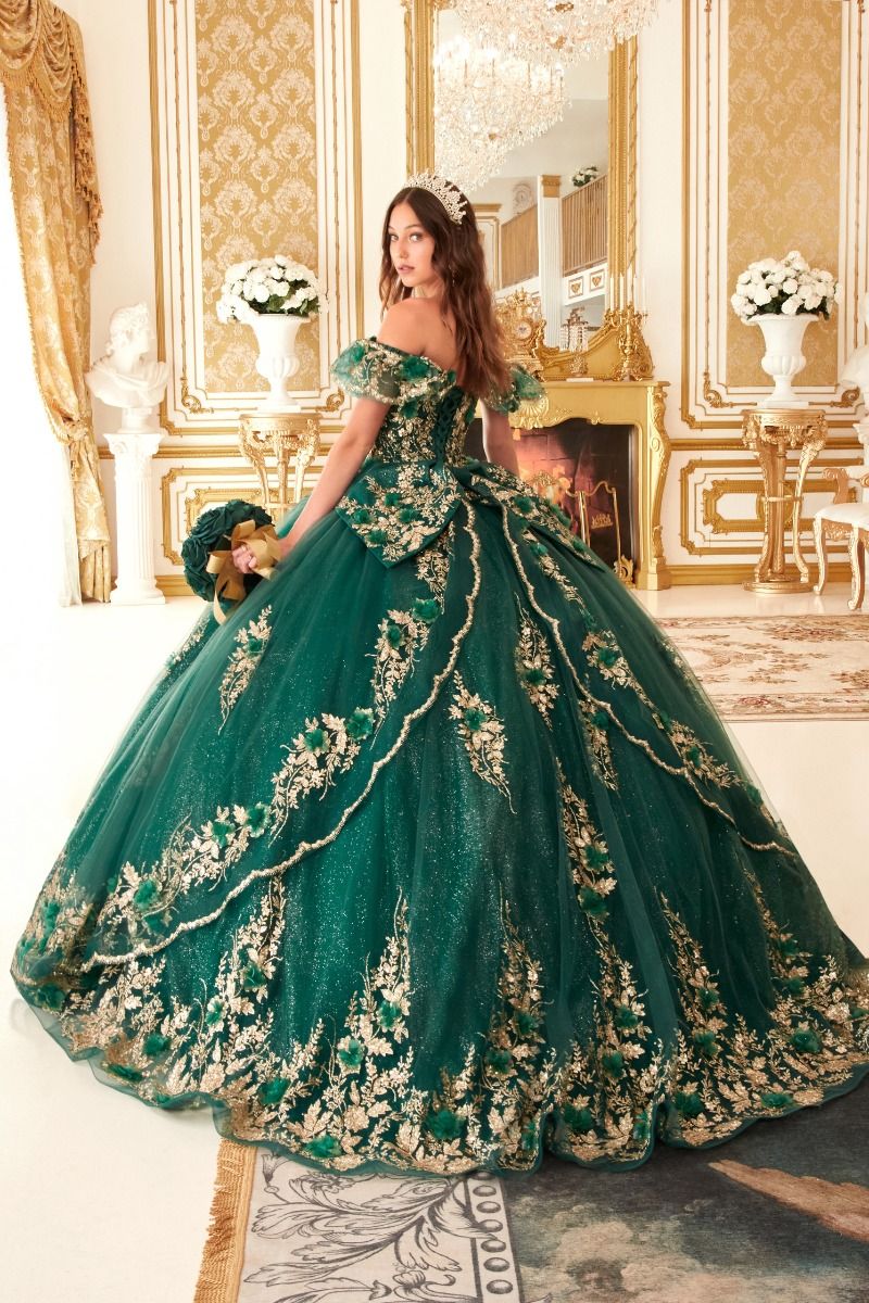 Floral Off The Shoulder Quince Ball Gown-7