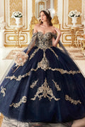 Layered Gold Lace Ball Gown-0