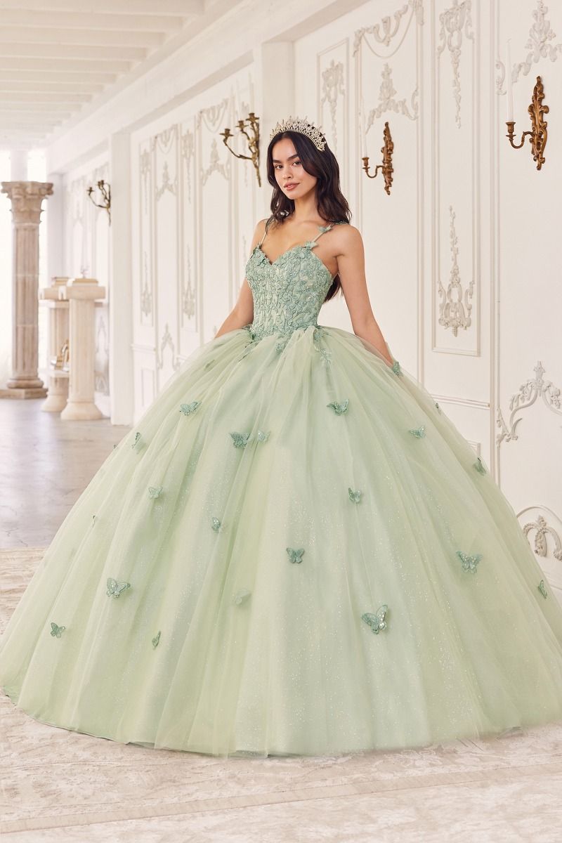 Sage Layered Tulle Ball Gown-3