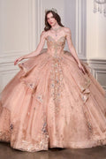 Sweetheart Embroidered Quinceañera Ball Gown with Crystal Shoulder Chains and Bow-0