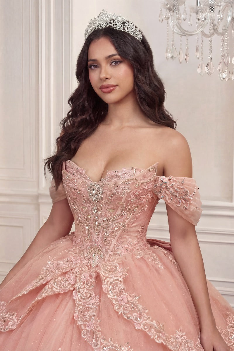 Embellished Sweetheart Ball Gown | Glitter Tulle Illusion Corset Quinceañera Dress-2