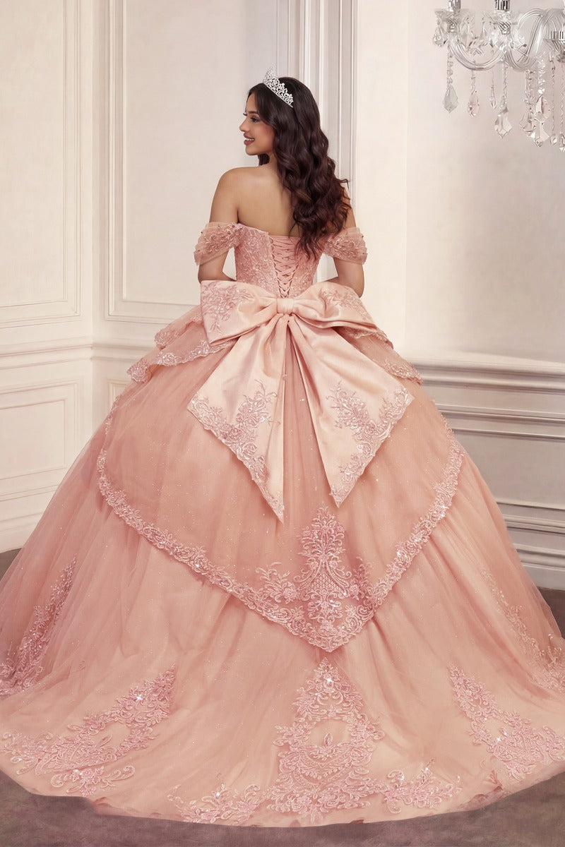 Embellished Sweetheart Ball Gown | Glitter Tulle Illusion Corset Quinceañera Dress-1