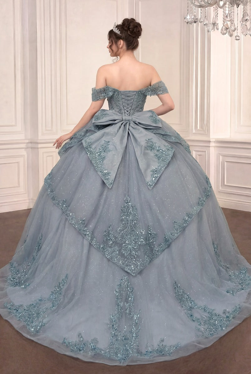Embellished Sweetheart Ball Gown | Glitter Tulle Illusion Corset Quinceañera Dress-3