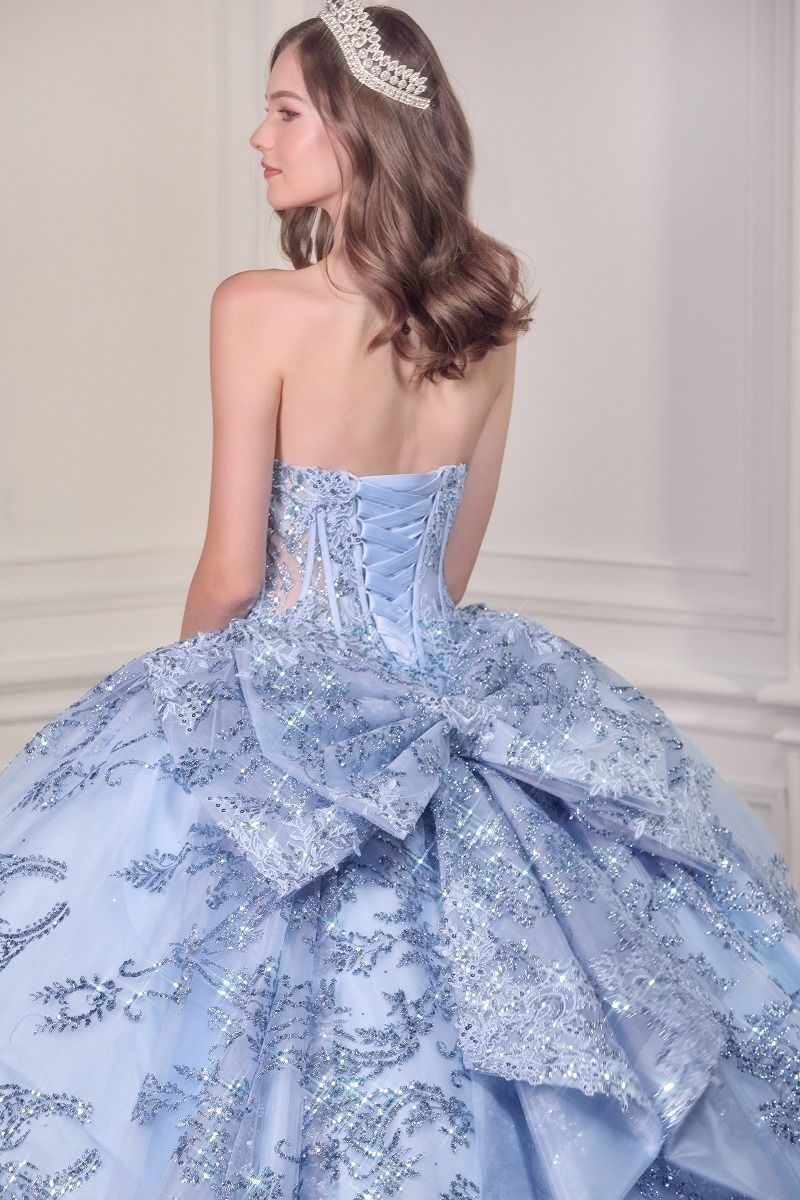 Regal Beaded Tulle Ball Gown with Sweetheart Neckline & Lace Appliqué-2