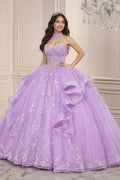 Quinceanera Tiered Ball Gown With Halter Neckline-3