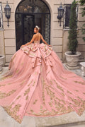 Regal Embellished Sweetheart Quinceañera Ball Gown With Glitter Tulle Skirt-4