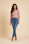 Pink Green Paisley Print Shirt-0