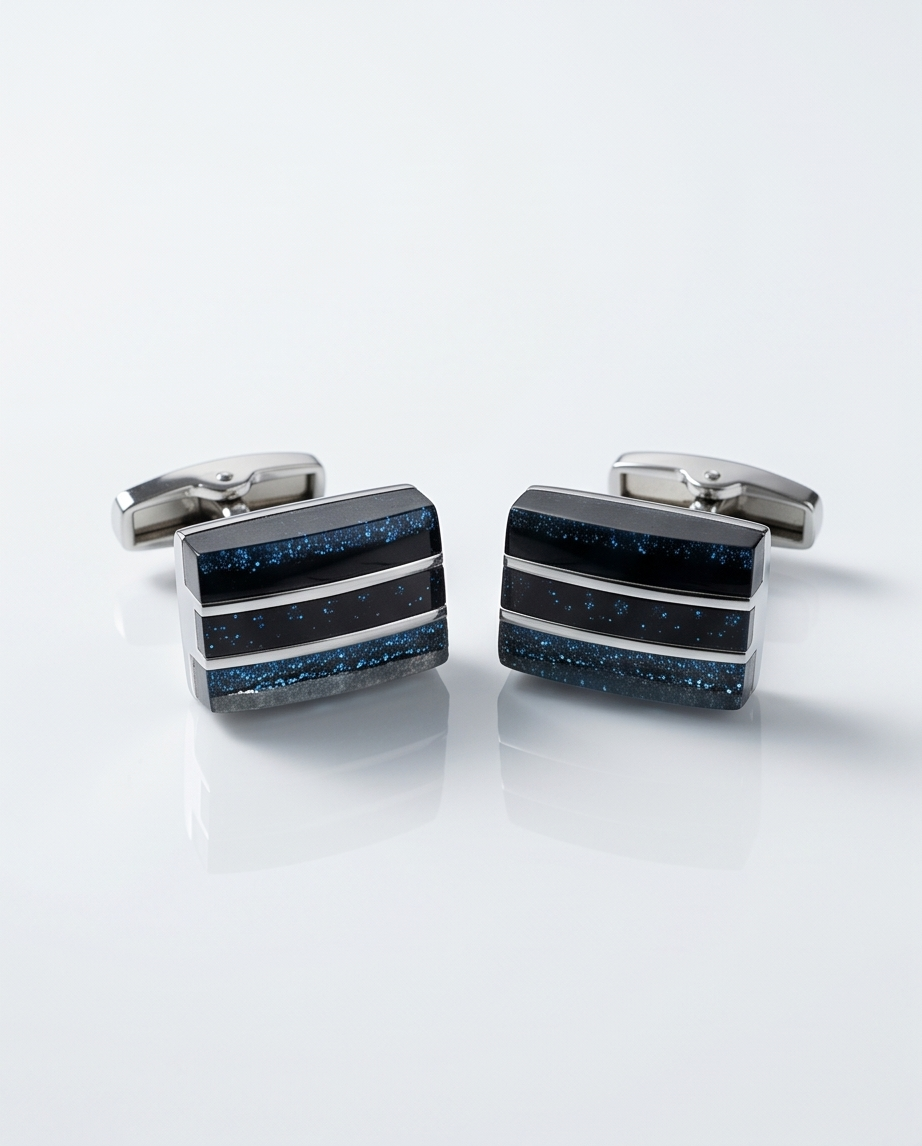 Midnight Nebula Rectangular Cufflinks-1
