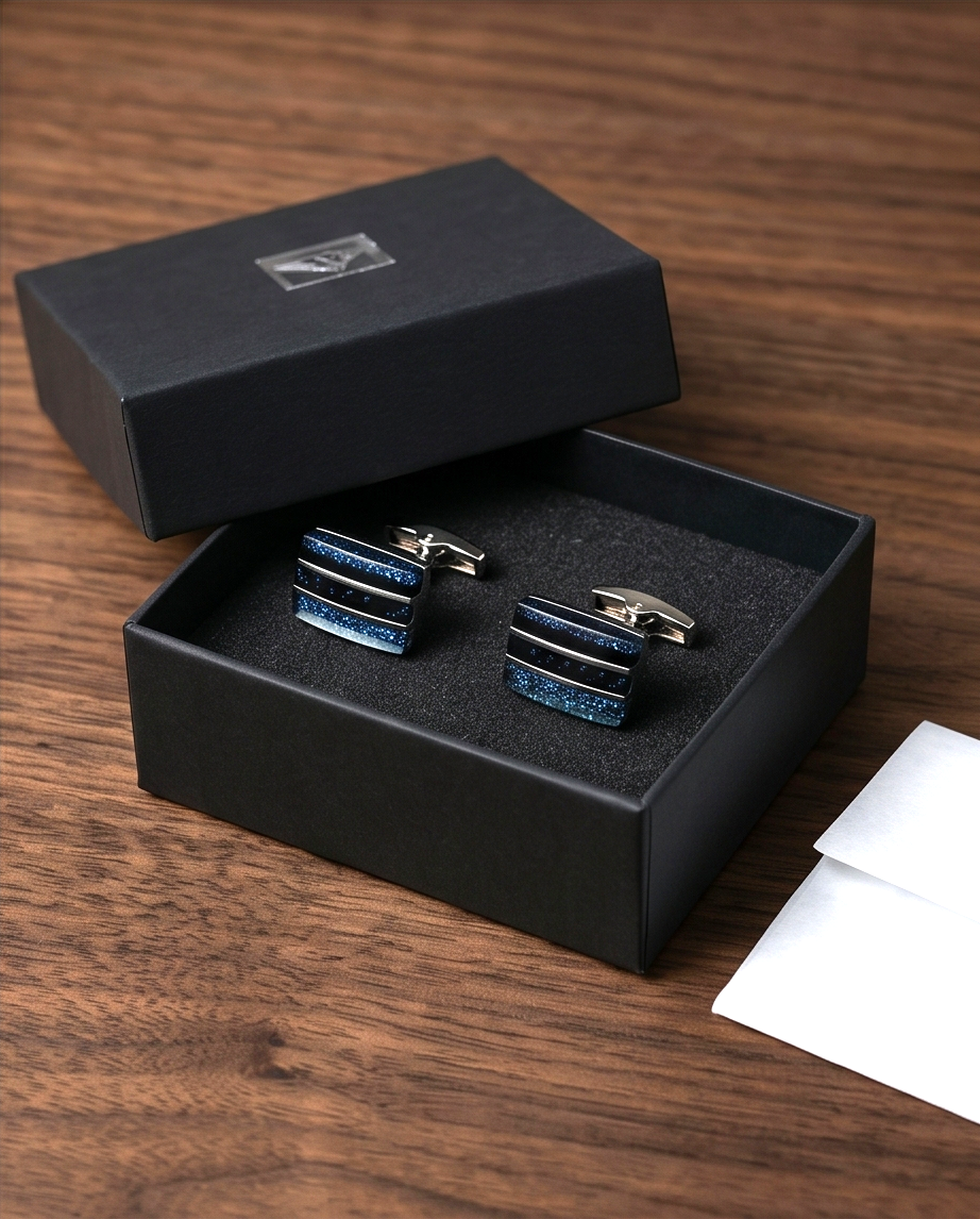 Midnight Nebula Rectangular Cufflinks-0