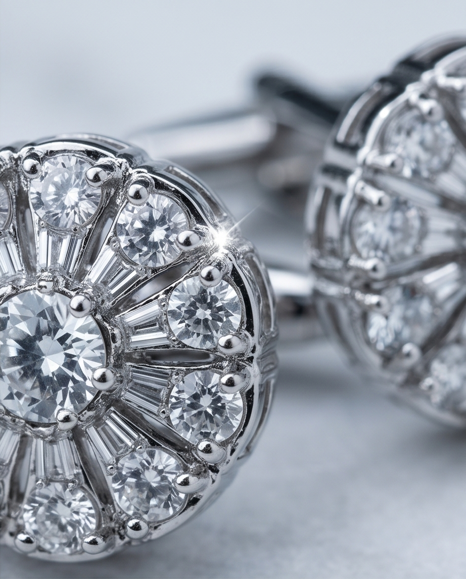 Radiant Crystal Flower Burst Cufflinks-1