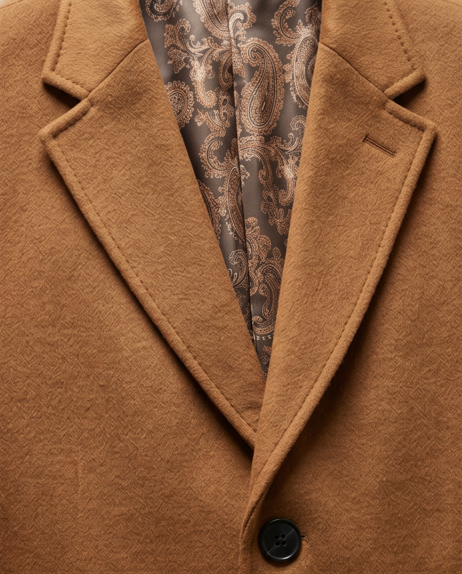 Classic Camel Wool-Blend Overcoat with Single Back Vent-2
