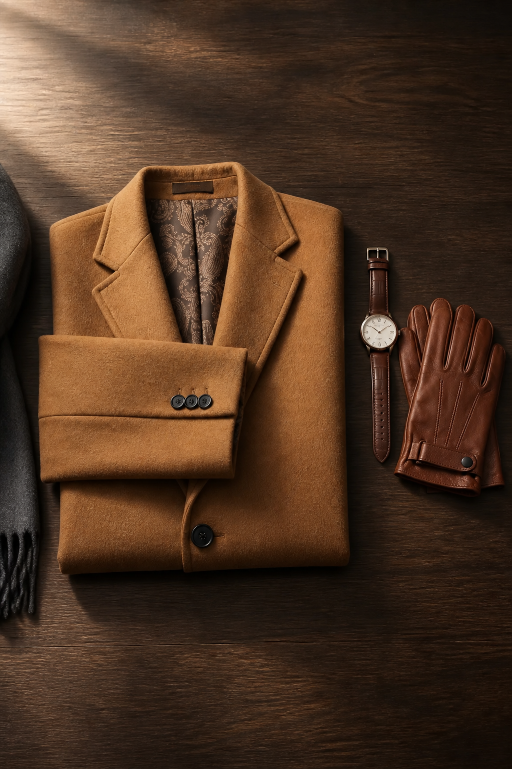 Classic Camel Wool-Blend Overcoat with Single Back Vent-3