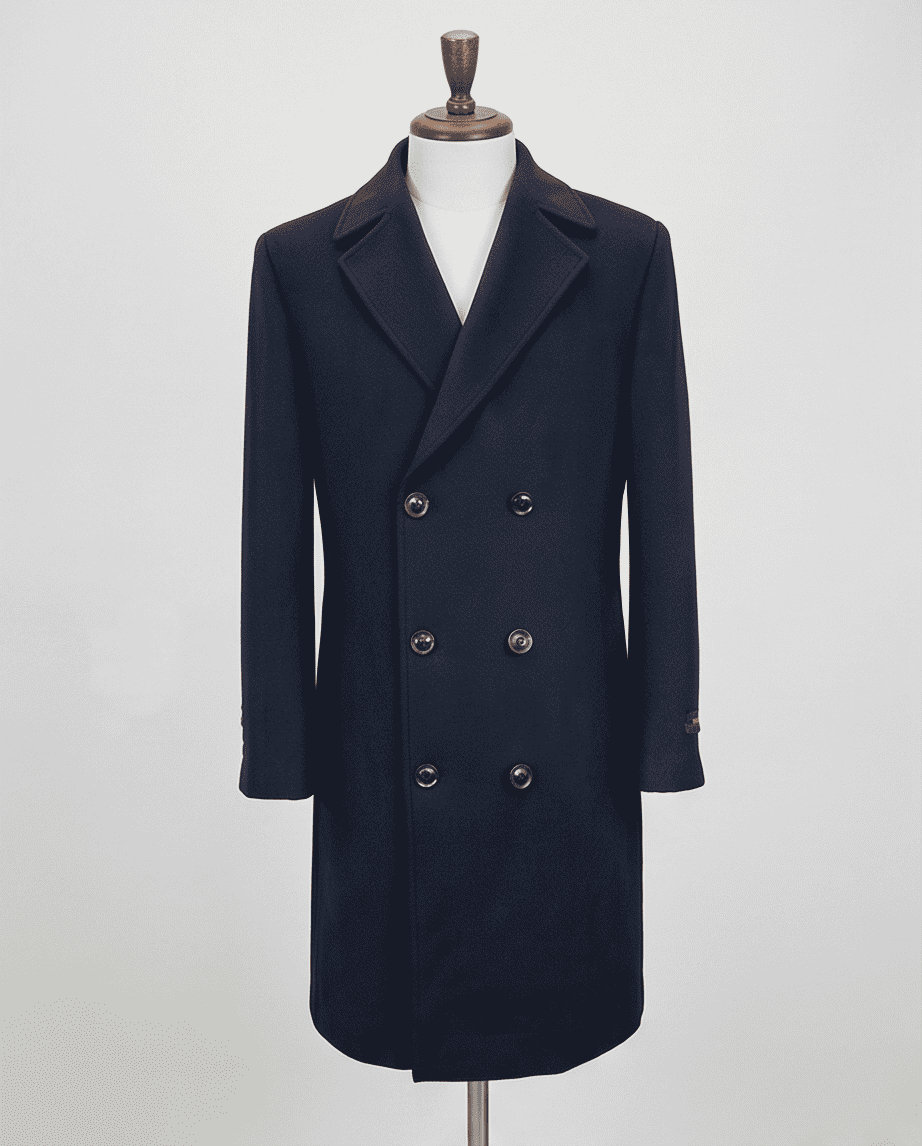 Classic Double-Breasted Wool Blend Overcoat-2
