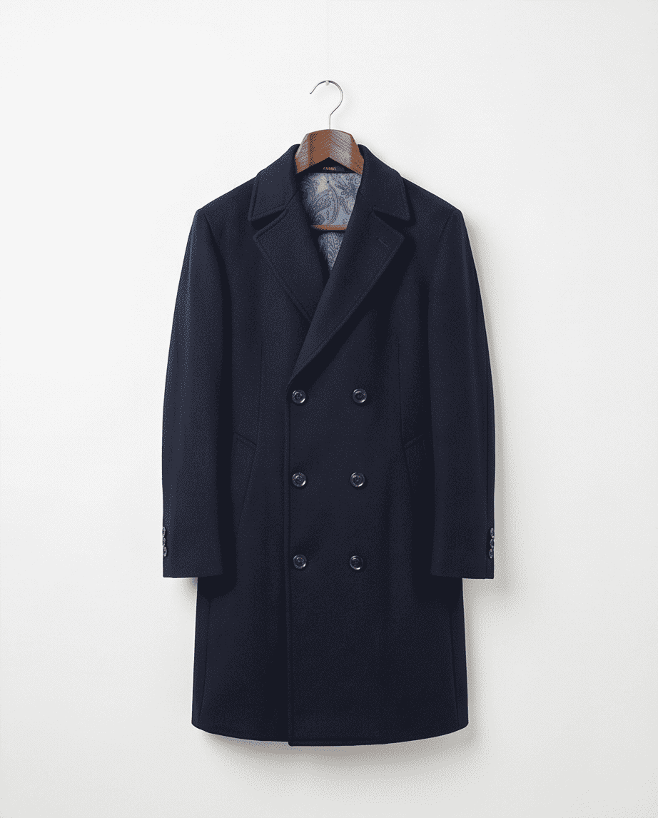 Classic Double-Breasted Wool Blend Overcoat-1