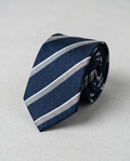 Classic Navy and Silver Stripe Tie-0