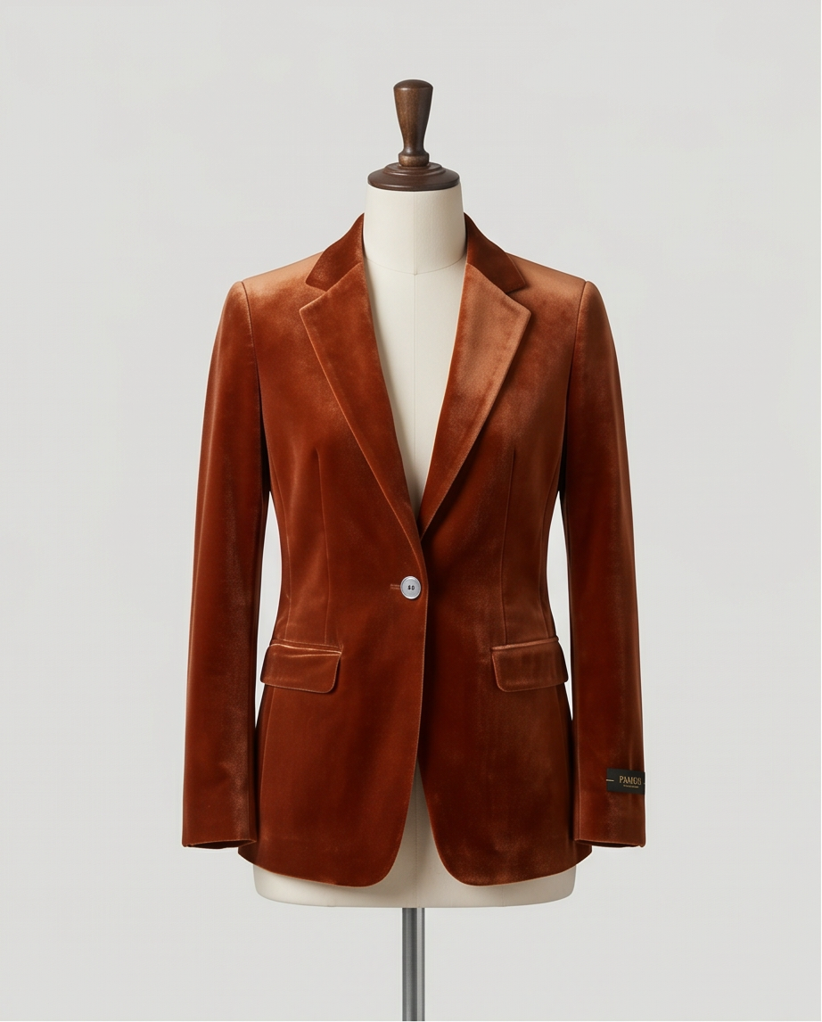 Camel Velvet Blazer-2