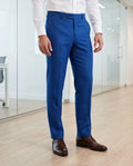 Cobalt Blue Tailored Wool Blend Trousers-0