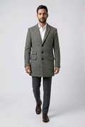 Men's Herringbone Wool Blend Coat-0