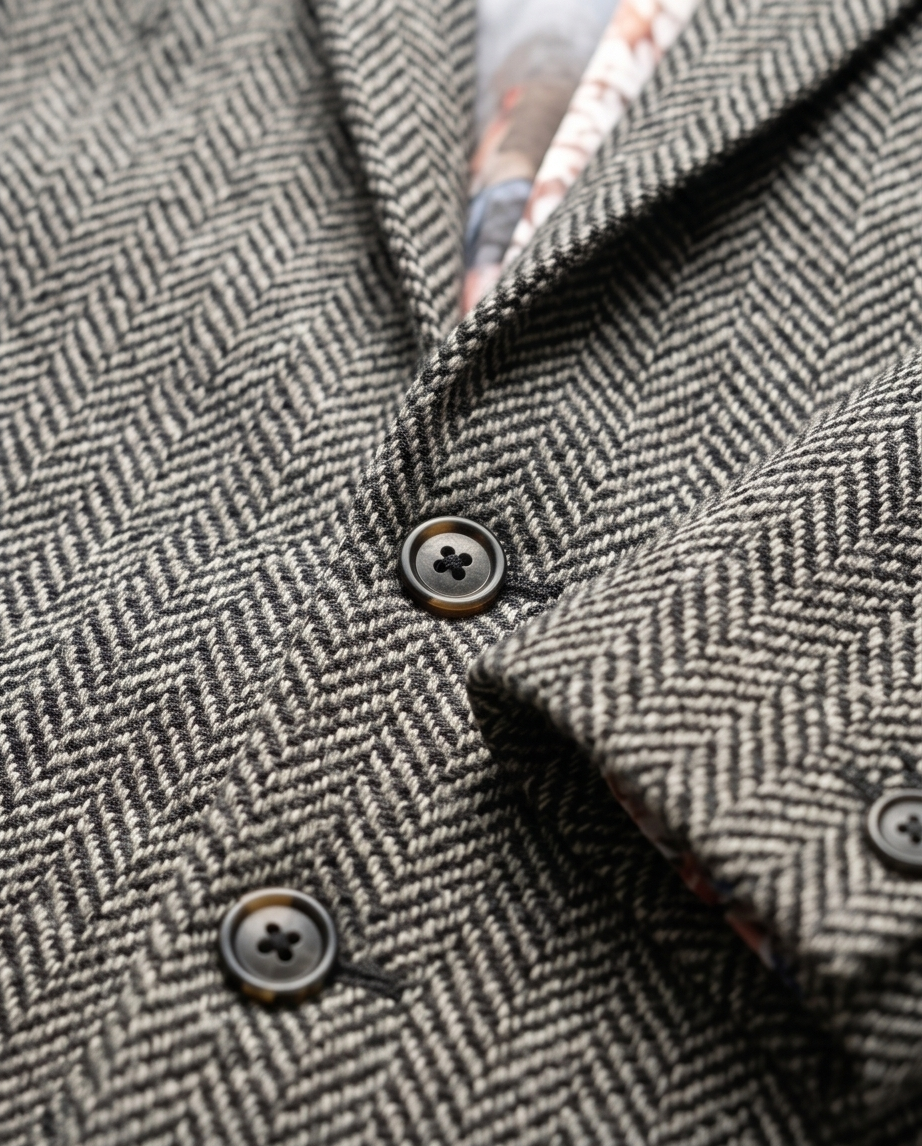 Men's Herringbone Wool Blend Coat-2