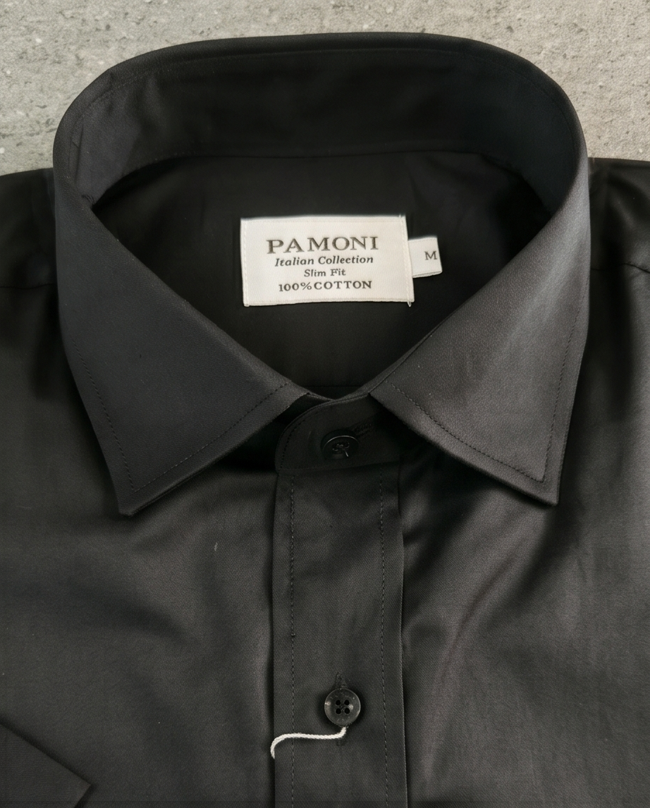 Sophisticated Black Cotton Short-Sleeve Dress Shirt-2