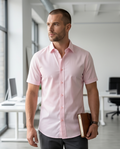 Soft Pink Fine Cotton Short-Sleeve Shirt-0