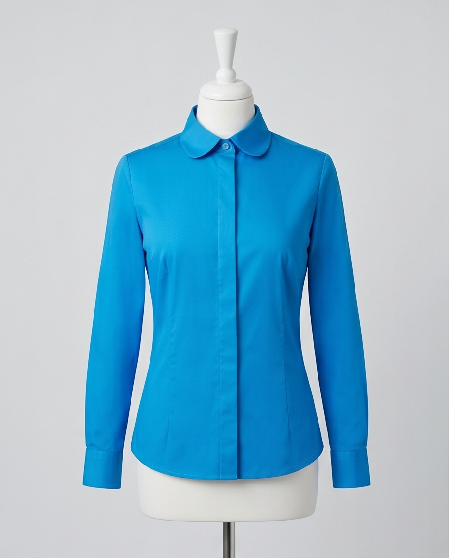 Women's Blue Fitted 100% Cotton Shirt-1