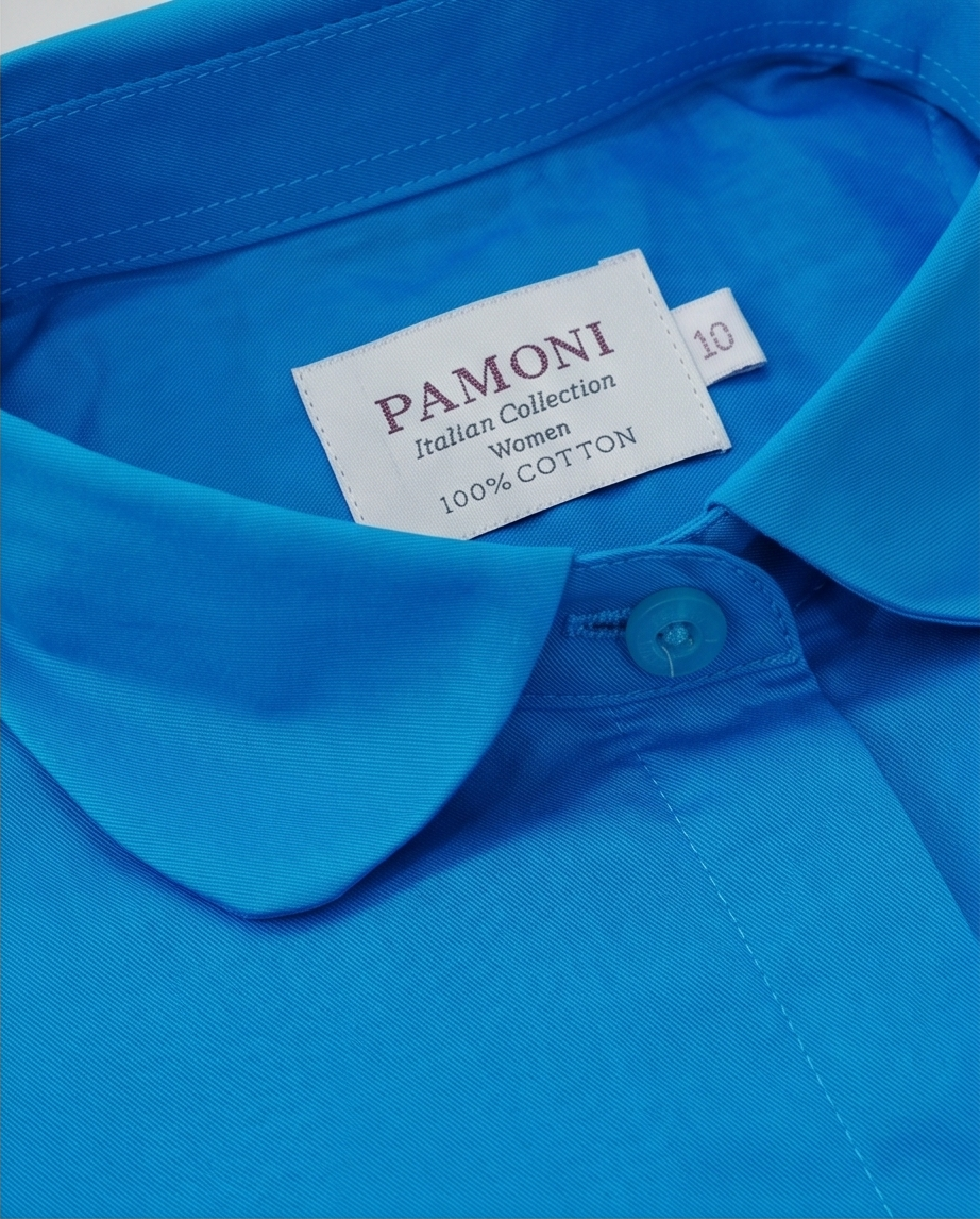Women's Blue Fitted 100% Cotton Shirt-2