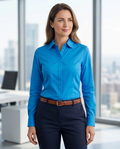 Women's Blue Fitted 100% Cotton Shirt-0
