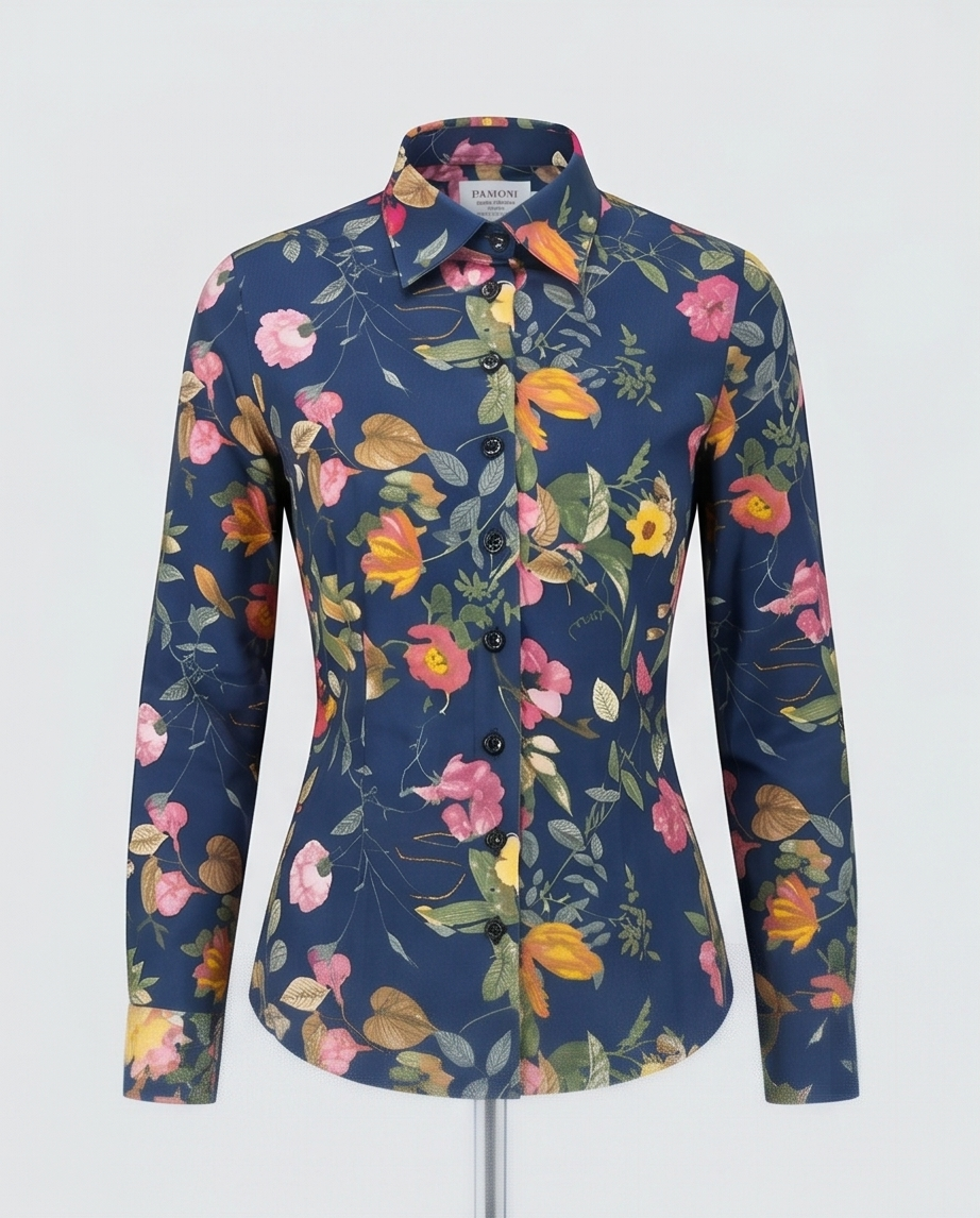Figure-Flattering Floral: Women's 100% Cotton Extra Slim Fit Shirt-1