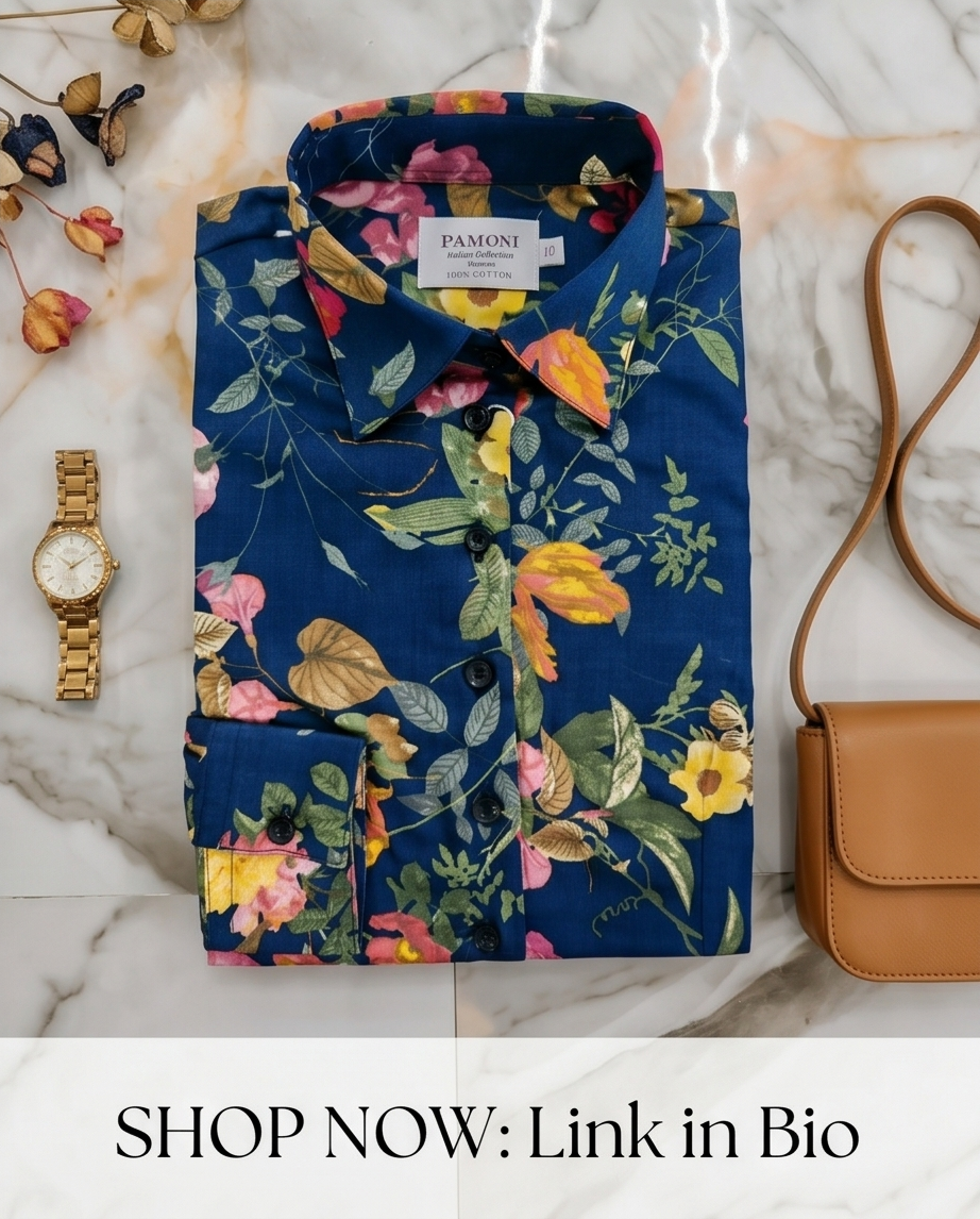 Figure-Flattering Floral: Women's 100% Cotton Extra Slim Fit Shirt-3