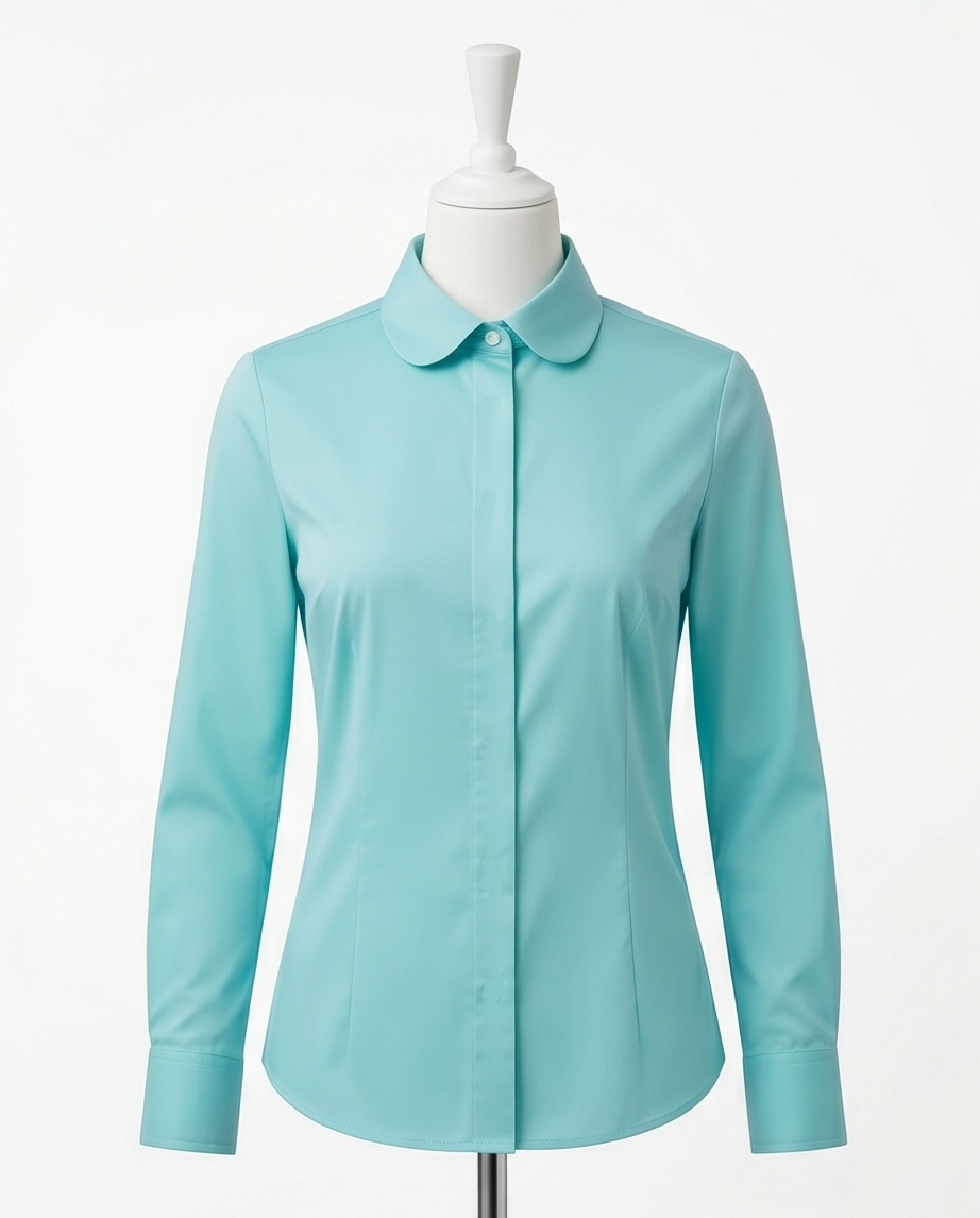Women's Fitted Aqua Cotton Shirt-1